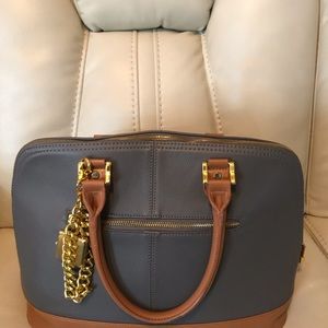 Grey Leather Large Tote Organizer